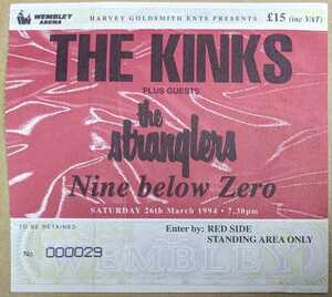 The Kinks/The Stranglers/Nine Below Zero★1994年ロンドン公演半券