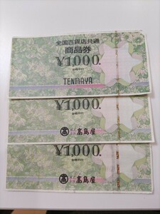 全国百貨店共通商品券　3000円分