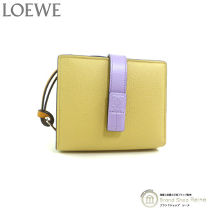 ロエベ （LOEWE） コンパクト ジップ ウォレット ストラップ 二つ折り 財布 C660Z41X01 ダークバター/モーヴ（美品）中古