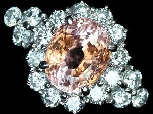 VIL11453I【1円～】新品【RK宝石】希少宝石 極上非加熱 パパラチャサファイア 大粒2.49ct!! 極上ダイヤモンド 0.81ct Pt900 超高級リング