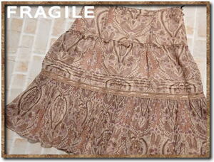 美品！！☆FRAGILE　フラジール　レース付きシフォンスカート　ベージュ☆