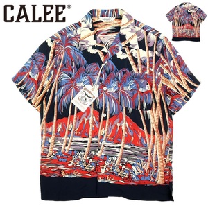 【T196】【新品】【レーヨン100％】CALEE キャリー 半袖シャツ アロハシャツ ヤシの木 サイズM