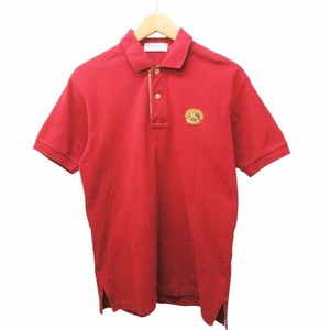 バーバリーズ Burberrys ポロシャツ 半袖 ハーフボタン 刺繍 ロゴ 赤 レッド S 0419 ■GY14 メンズ