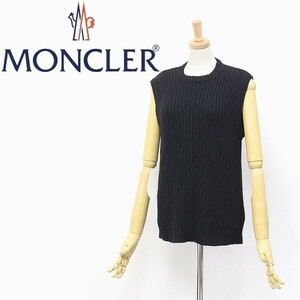 茶タグ◆MONCLER/モンクレール ラウンドネック ウール ノースリーブ ニット ベスト ブラック M