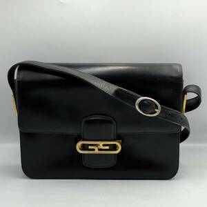 GUCCI グッチ ショルダーバッグ オールドグッチ レザー ブラック ＧＧ ゴールド金具