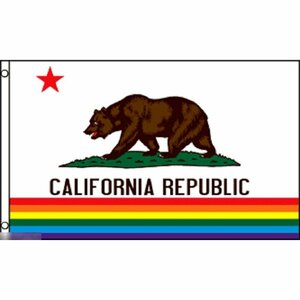 海外限定 国旗 カリフォルニア州 アメリカ 州旗 虹 レインボーフラッグ 特大フラッグ