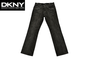 J-6757★超美品★DKNY JEANS ダナキャラン★正規品 ストレッチ ブラックデニム リアルなヴィンテージ加工 ジーンズ 26