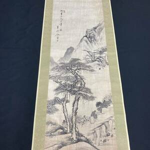 【真作】翠谷 山水図 絹本 大正 昭和期 中国画 古画 掛軸 掛け軸