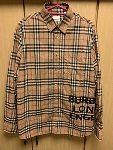 正規 20AW BURBERRY LONDON ENGLAND バーバリー by Riccardo Tisci リカルド ティッシ ロゴ プリント ノバチェック シャツ M 8017567