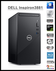 ★DELL Inspiron 3881/i7-10700 8コア/RAM 32GB/新品 NVMe SSD 2TB/HDD 4TB/GTX1060 6GB/Wi-Fi 6/Blu-ray/USB3.2/Office2021/Win11Pro★