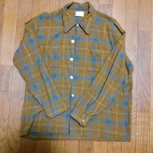 Vintage レーヨン チェックシャツ XL 長袖シャツ チェックシャツ ビンテージ タウンクラフト