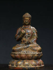 ▽鴻▽ 銅製 拓金 仏祖像 置物 古賞物 中国古玩 中国古美術