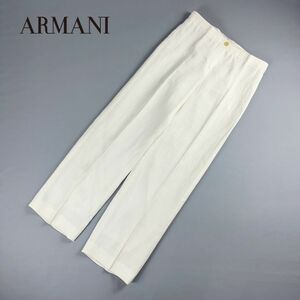 美品 ARMANI COLLEZIONI アルマーニ コレツィオーニ リネンセンタープレスストレートパンツ ボトムス レディース 白 サイズ40*MC740