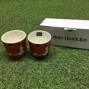 GX4244 MARIMEKKO マリメッコ UNIKKO ウニッコ 067849-001 ラテマグカップ 2個セット食器 ホワイト.レッド 未使用 保管品 コップ