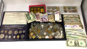 外国コインまとめ4　海外古銭 大量 約1,200g 外国コイン 硬貨 レプリカ 紙幣　中国 韓国　フィリピン　アメリカ　ドル　シンガポール