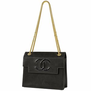 シャネル CHANEL ココマーク チェーン トートバッグ スネークチェーン ショルダーバッグ レザー ブラック レディース 【中古】