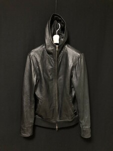 定価39600円◆L.H.P/DETAILS NEW Leather Hood Riders ラムレザー　フーディーライダース　ブラック