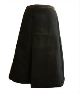 美品 プラダ 台形型スカート ブラック レディース ステッチ ブラウンライン 40 本物鑑定済み