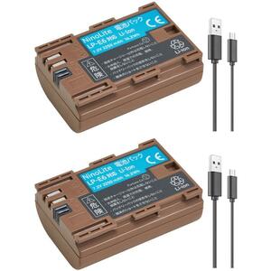 2個セット キャノン LP-E6NH LP-E6N LP-E6 対応 互換バッテリー チャージャー不要 USB Type-Cケーブルのみで充電可能