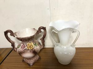 花瓶 2点セット イタリア製花瓶 & カメイグラスオオサカ製花瓶 花器 壺