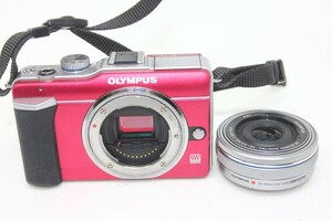 OLYMPUS ミラーレス一眼 PEN E-PL1 レンズセット レッド #0093-860