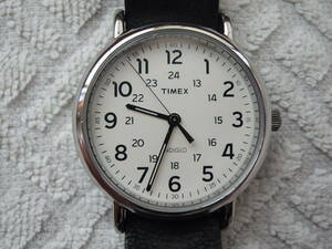 TIMEX INDIGLO 腕時計 革ベルト　ブラック　電池交換済み