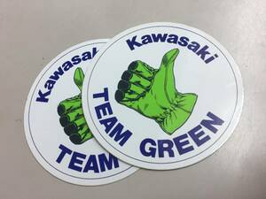 TEAM GREEN丸形ステッカー新品KAWASAKI純正カワサキ２枚シールDECALチームグリーン希少絶版当時物