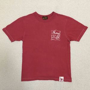 送料込 日本製 東洋エンタープライズ インディアン モーターサイクル プリントT Sサイズ 赤 USED 半袖 Tシャツ メンズ アメカジ 古着