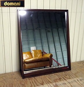 緑屋2■ DOMANI ドマーニ　大型　鏡　木枠　面取り　コンセント付き　　km/5-351/i#家財C
