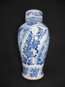 中国 清時代 青花花鳥紋瓶