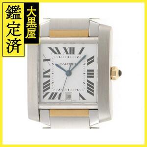 Cartier　カルティエ　タンクフランセーズLM　W51005Q4　YG/SS　男性用自動巻き時計【473】