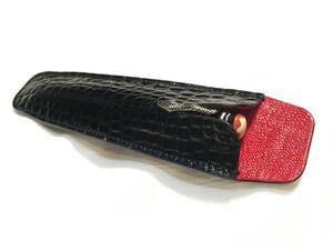 モンブランヘリテージルージュノワール万年筆ボールペン用1本刺ペンケースエルメス納入タンナー最高級ミシシッヒアリケーター総手縫い