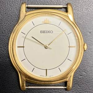 【稼動品】 SEIKO 腕時計 ケースのみ V701-7A80 3針 アナログ セイコー メンズ 白文字盤 ゴールドカラー 電池交換済み 中古品