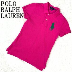 POLO RALPH LAUREN 半袖ポロシャツ ピンク ポロラルフローレン ロゴ刺 コットン100％ XS B5593