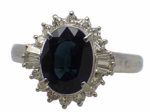 サファイア ダイヤモンドリング Pt850 7.6g 18号　Jewelry Sapphire2.69ct Dia0.40ct Ring