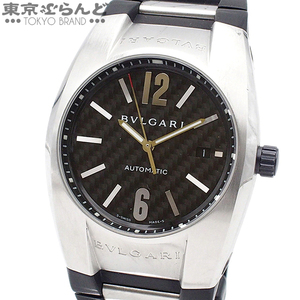 101724722 1円 ブルガリ BVLGARI エルゴン カーボン文字盤 EG40S ブラック SS ラバー 腕時計 メンズ 自動巻 難有品