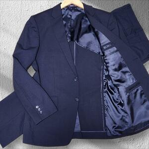 【美品/Lサイズ】セットアップスーツ ブラックフォーマル テーラードジャケット 背抜き トランスコンチネンツ 2B ビジネス パンツ メンズ