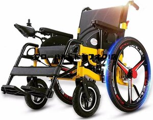 折りたたみ式および軽量の電動車椅子（リチウムイオン電池） 360°ジョイスティック 電動ドライブ または手動車椅子としての使用 S1039