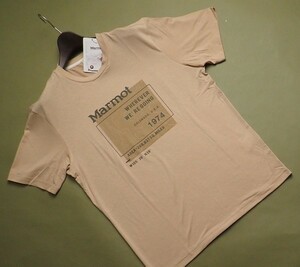 新品正規 Marmot マーモット 海外限定 吸汗速乾 Yosemite Round 半袖 Tシャツ100(L)ベージュ(BE)TSM9008 直営店購入