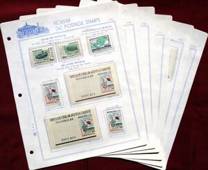 【韓国記念切手!!】（31） 62年～64年単片、小型シート42種 ヒンジレス図入りアルバム6リーフに収納 未使用 型価30.8万Won