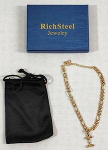 【1円出品】Richsteel アンクレット ゴールド イニシャルI チャーム フィガロチェーン 調整可能 夏 ファッション