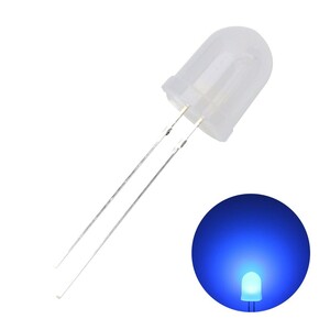 LED 砲弾型 10mm 乳白色 青色 1000～1500mcd 460～465nm 10個