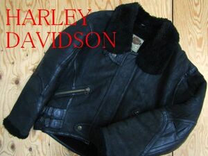 ★HARLEY-DAVIDSON ハーレーダビッドソン★TYPE B-3風 高級シープスキン 羊毛皮 ムートンフライトジャケット ブラック★R60421049A