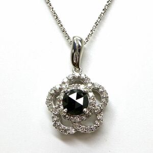 高品質!!◆K18 天然ブラックダイヤモンドネックレス◆M 約4.4g 約45.5cm black diamond necklace ED1/ED1