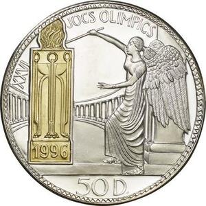 1995 アンドラ 1996アトランタオリンピック記念 5オンス 50ディナール 金メッキ付銀貨