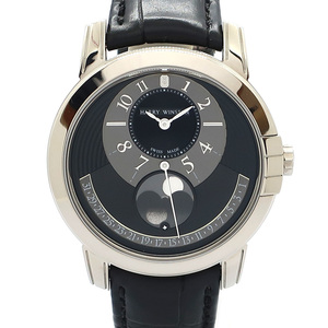 【天白】ハリーウィンストン ミッドナイト ムーンフェイズ MIDAMP42WW002 ブラック文字盤 K18 WG 自動巻 メンズ 腕時計
