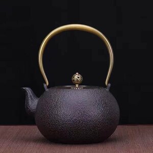 高品質◆大容量鉄瓶 コーティングなし 手作り鉄 やかんを沸かす お茶の道具 1200ML