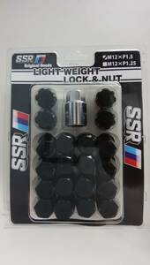 SSR LIGHT WEIGHT LOCK & NUT SET ライトウェイトロック&ナットセット 20個入set 19HEX ①M12×P1.5 ②M12×P1.25 ブラック 5穴用 34mm □
