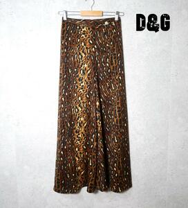 美品 D&G ディーアンドジー ドルチェ＆ガッバーナ 26/40 フレアパンツ スカンツ サテン ヒョウ柄 レオパード柄 ブラウン 茶