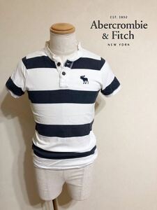 Abercrombie & Fitch アバクロンビー&フィッチ ヘンリーネック Tシャツ トップス サイズS 半袖 白 濃紺 175/92Y